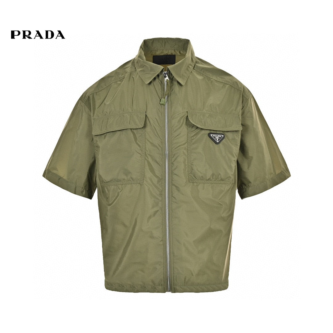 Pra*a olive green short-sleeve jacket