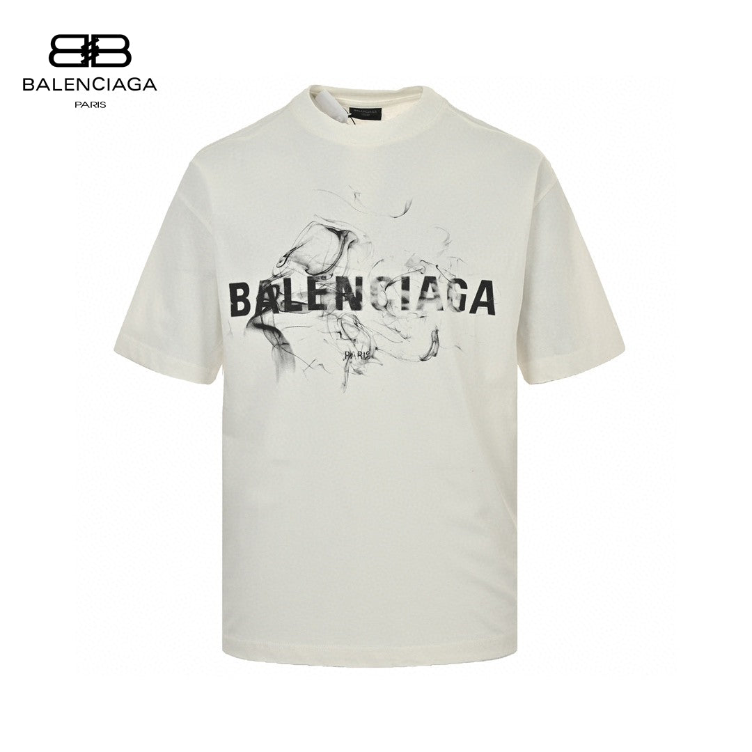 Ba*len*cia*ga smoke print logo t-shirt (white)