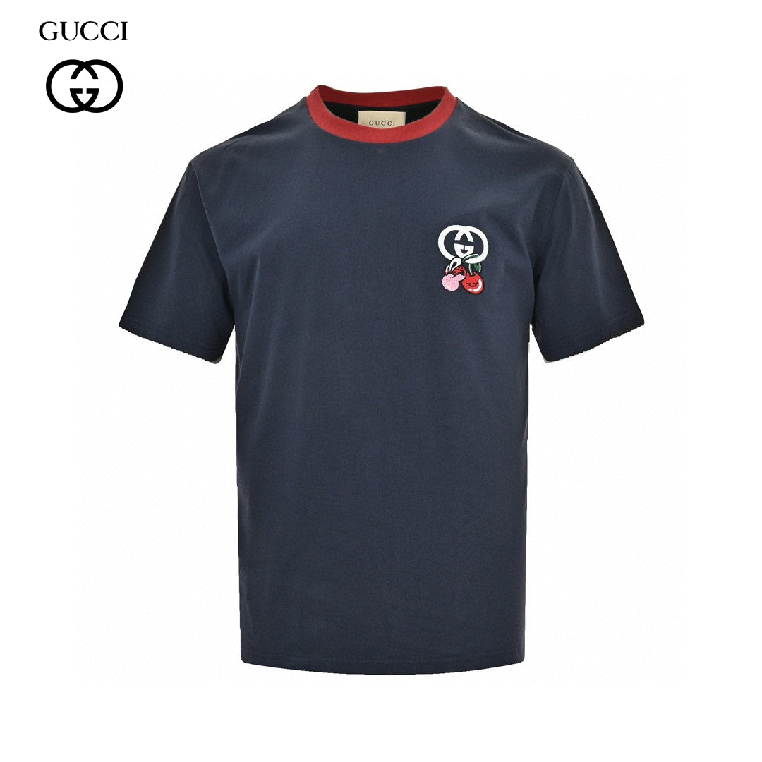 G*u*i cherry logo navy t-shirt