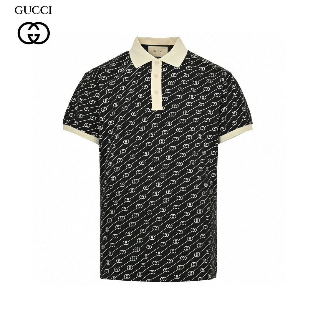 Gucci Black GG Pattern Polo Shirt Primerpes