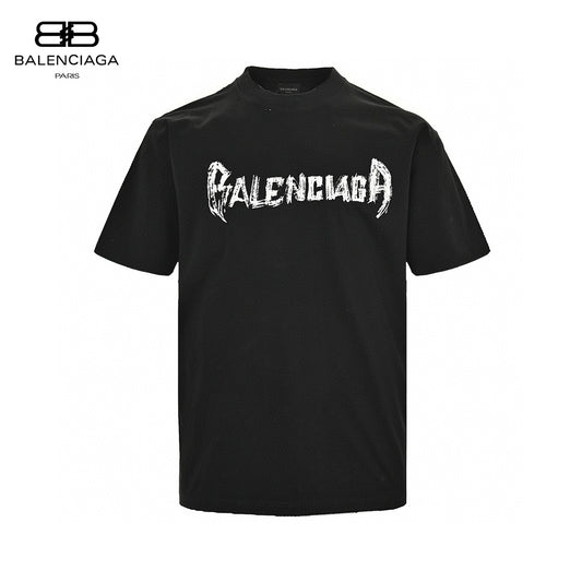 Balenciaga Distressed Logo T-Shirt in Black  Primereps