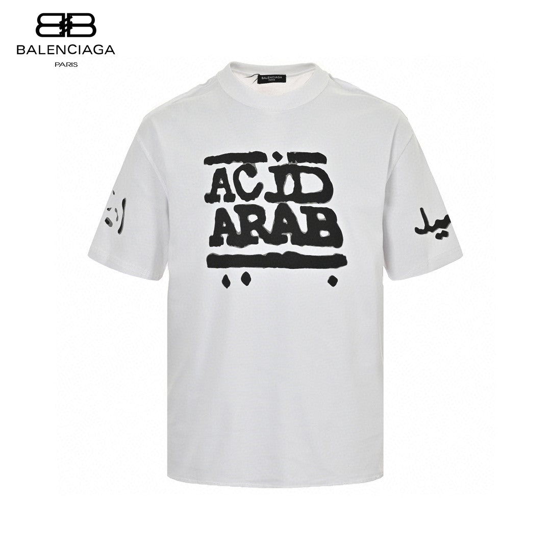 Ba*len*cia*ga acid arab white t-shirt