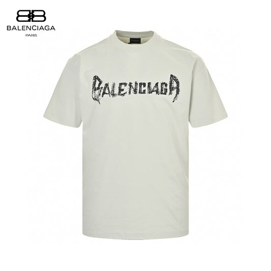 Balenciaga Distressed Logo T-Shirt in White Primereps