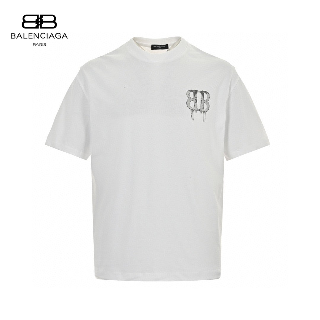 Balenciaga Dripping BB Logo T-Shirt (White) Primereps