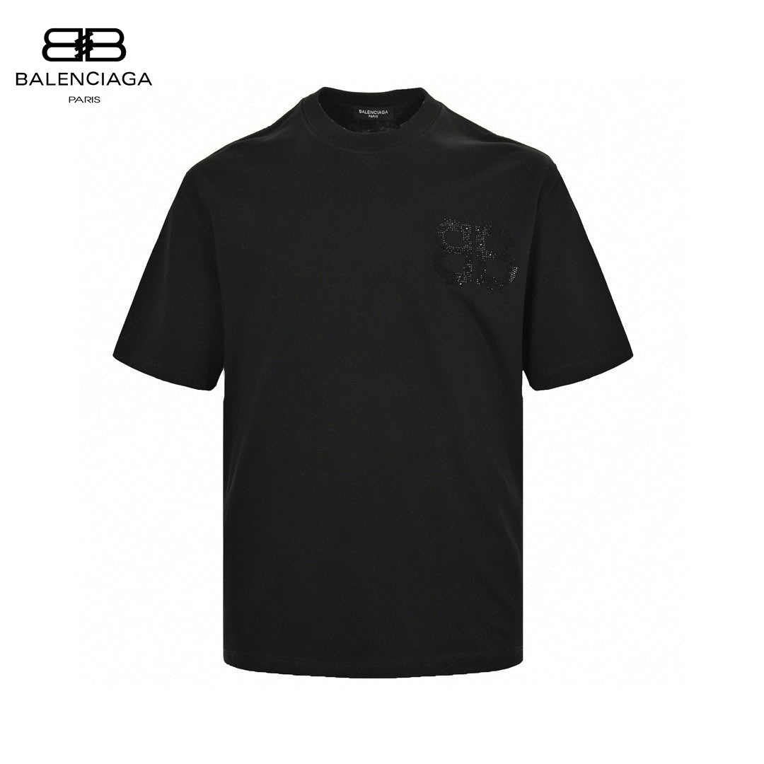 Ba*len*cia*ga crystal logo t-shirt in black