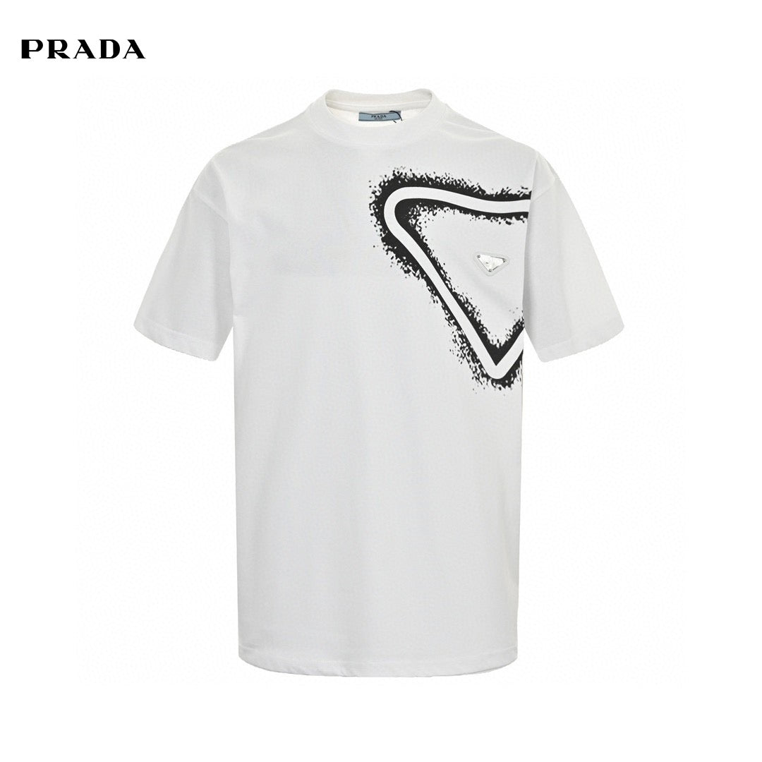 Prada Triangle Spray Paint Logo T-Shirt (White) Primereps