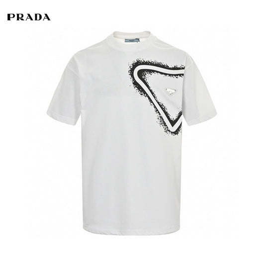 Prada Triangle Spray Paint Logo T-Shirt (White) Primereps