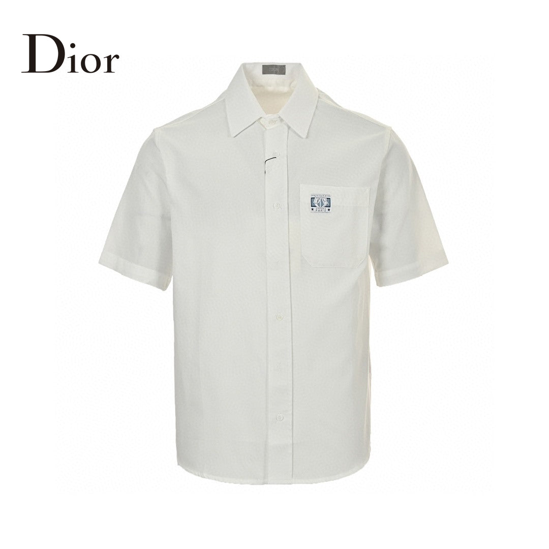 Dior Short Sleeve Button-Up Shirt (White)