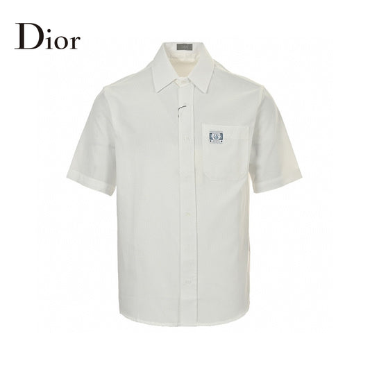 Dior Short Sleeve Button-Up Shirt (White) Primereps