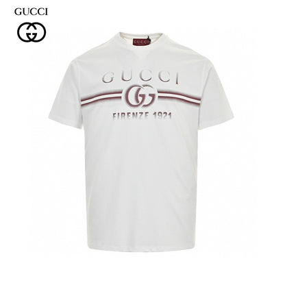 Gucci White T-Shirt with Firenze 1921 Logo Primereps