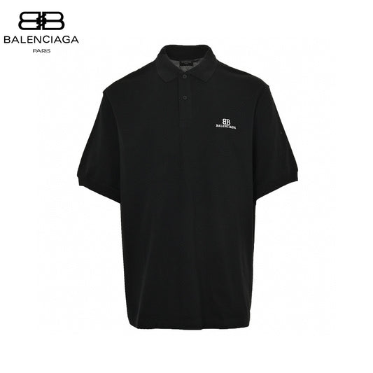 Balenciaga Classic Logo Polo Shirt (Black) Primereps