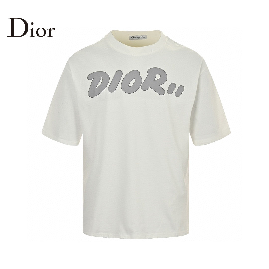 Dior Oversized Grey Logo White T-Shirt  Primereps