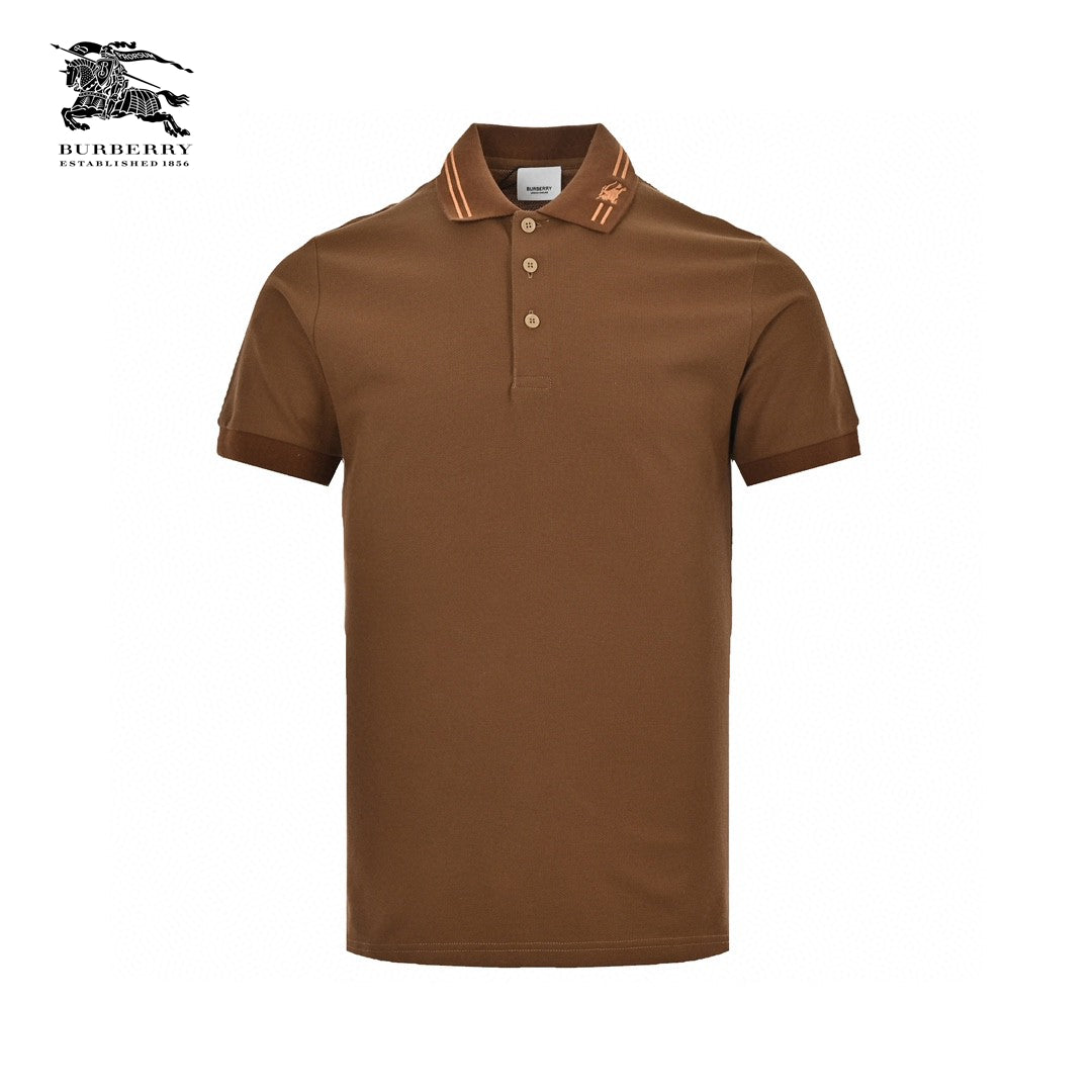 Burberry Striped Collar Polo Shirt in Brown