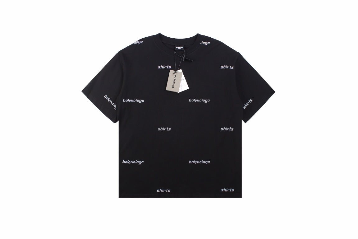 Balenciaga Allover Logo Print T-Shirt Primereps