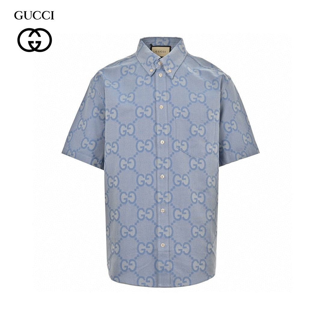 G*u*i allover logo denim shirt