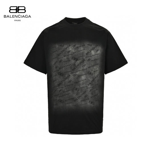 Balenciaga All-Over Logo Print T-Shirt (Black) Primereps
