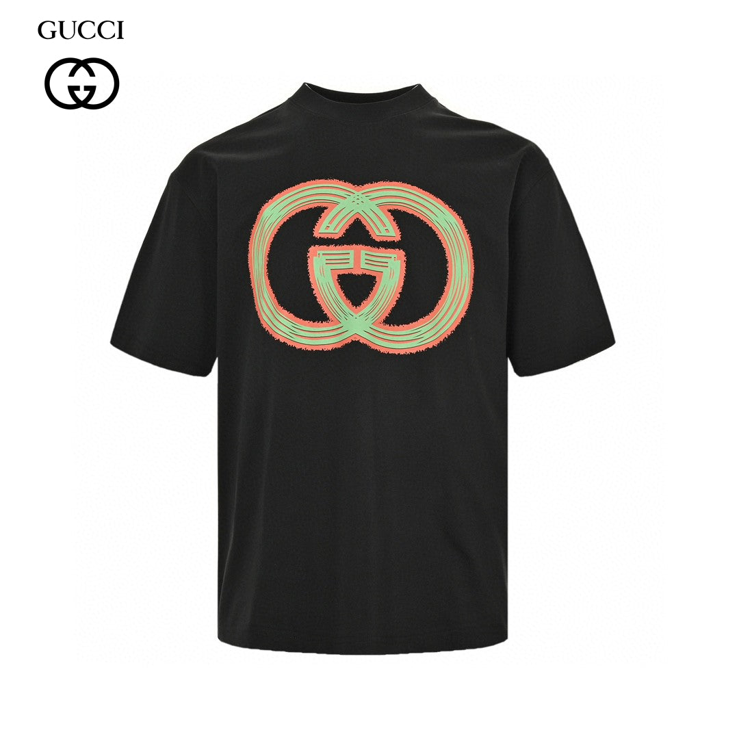 Gucci Multicolor Interlocking G Logo Black T-Shirt  primereps