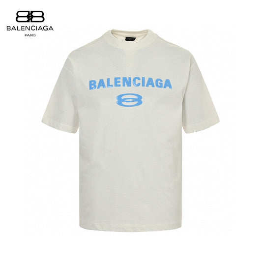 Balenciaga Blue Logo T-Shirt (White) Primereps