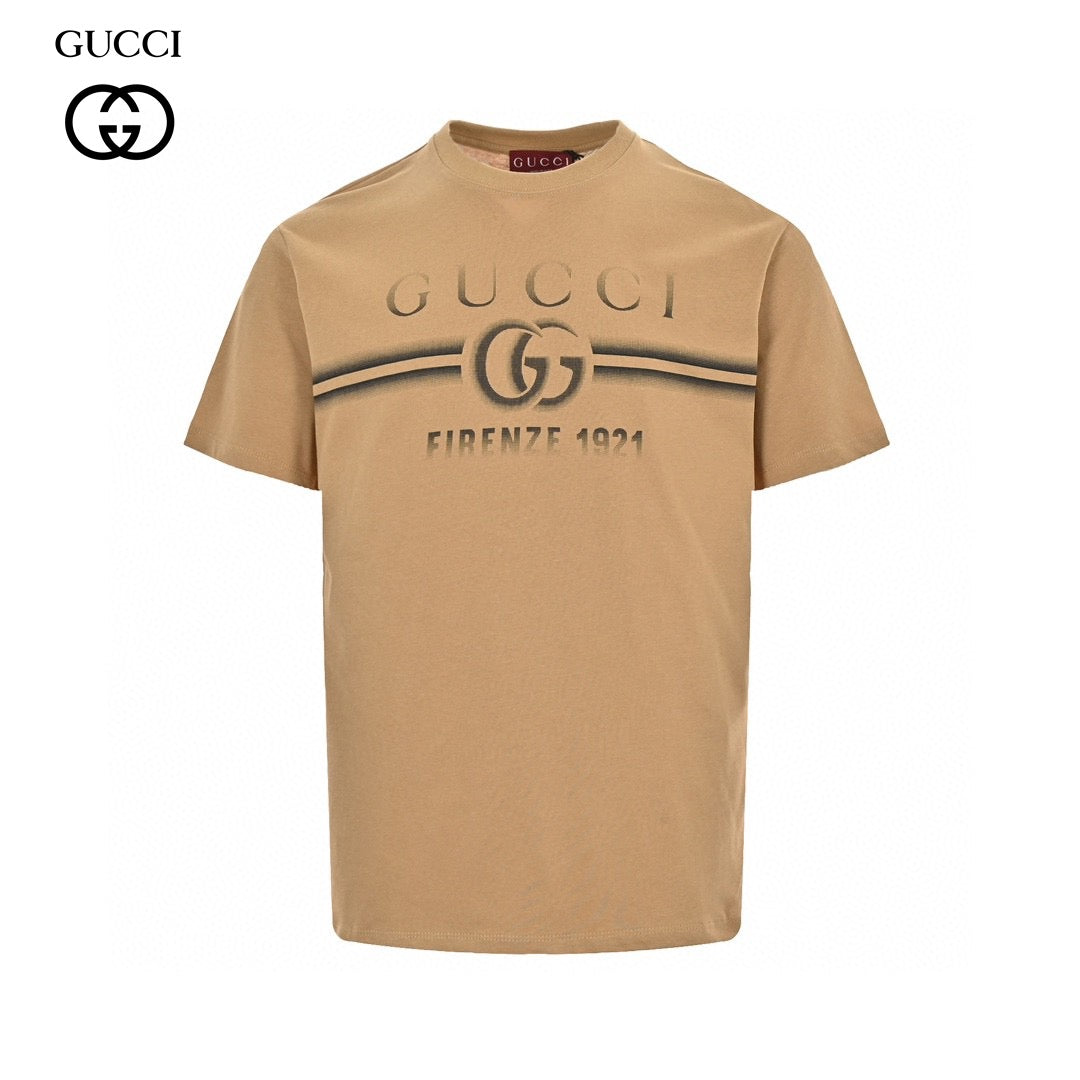 G*u*i tan t-shirt with firenze 1921 logo