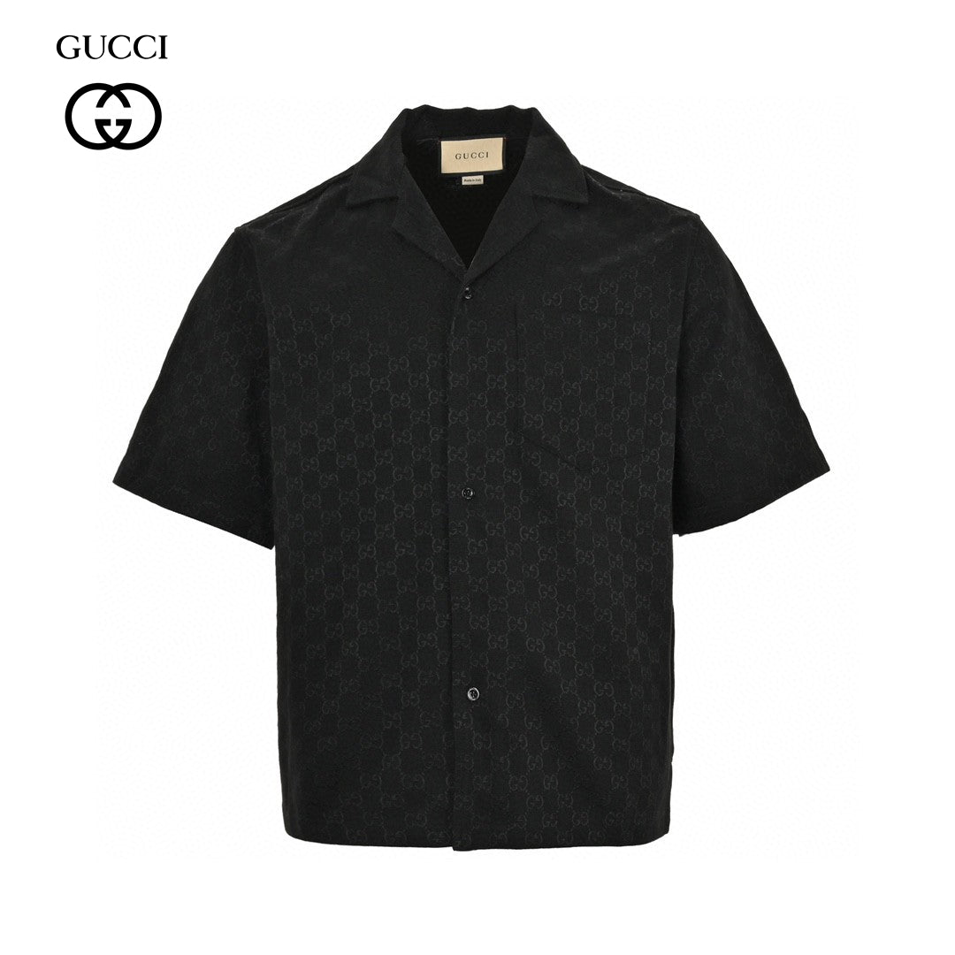 G*u*i gg monogram black short sleeve shirt