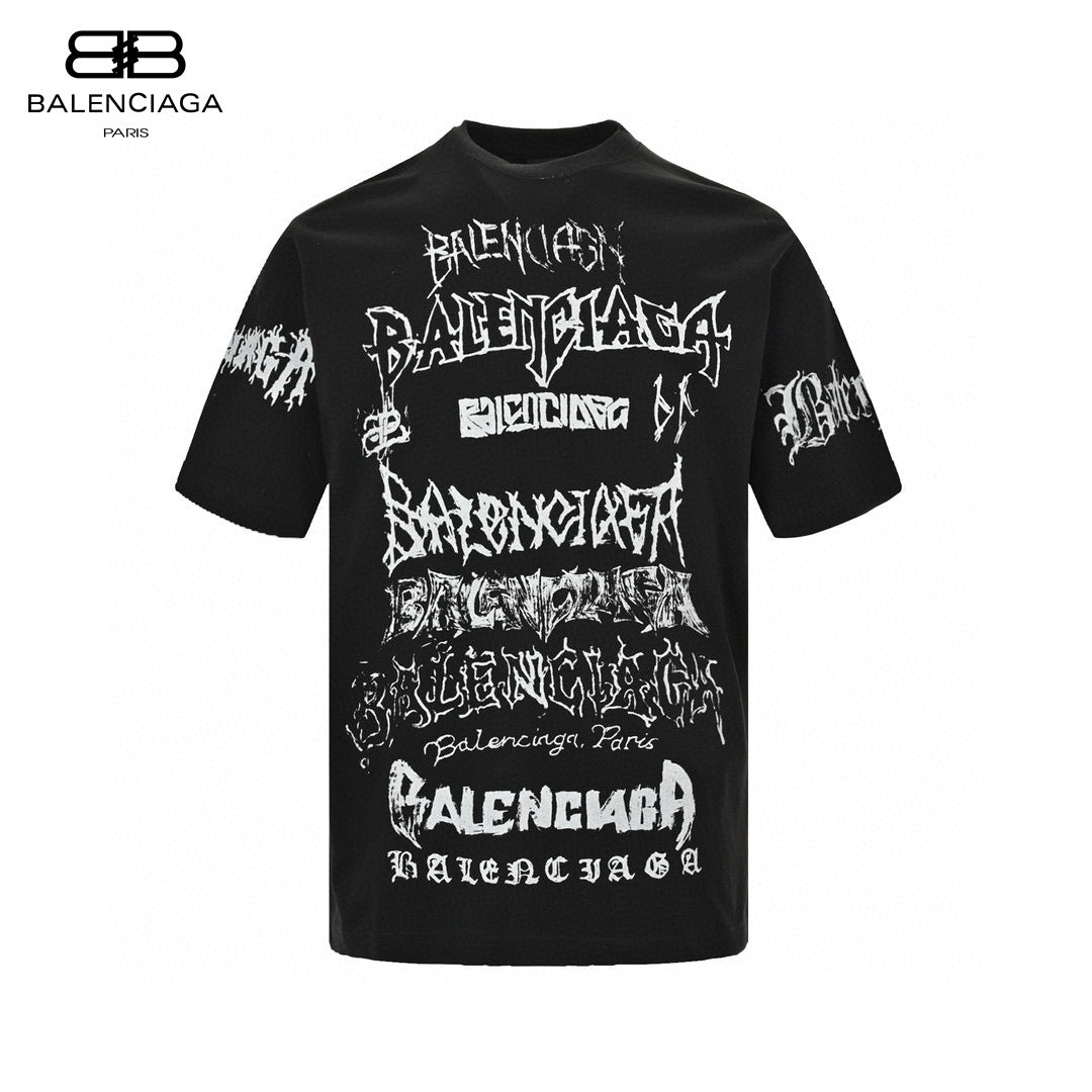 Ba*len*cia*ga multi-logo black t-shirt