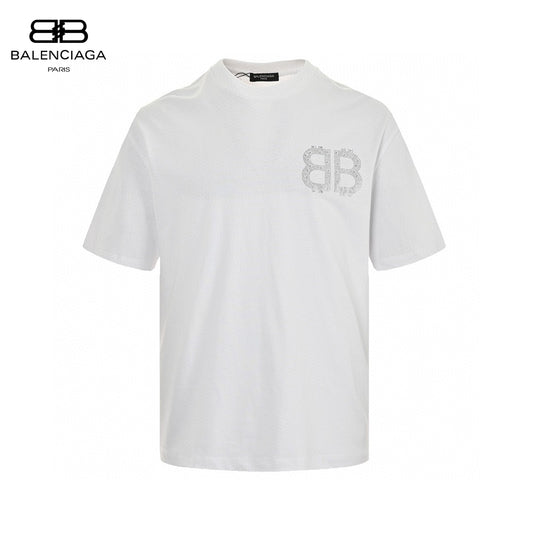Balenciaga Crystal Logo T-Shirt in White Prmereps