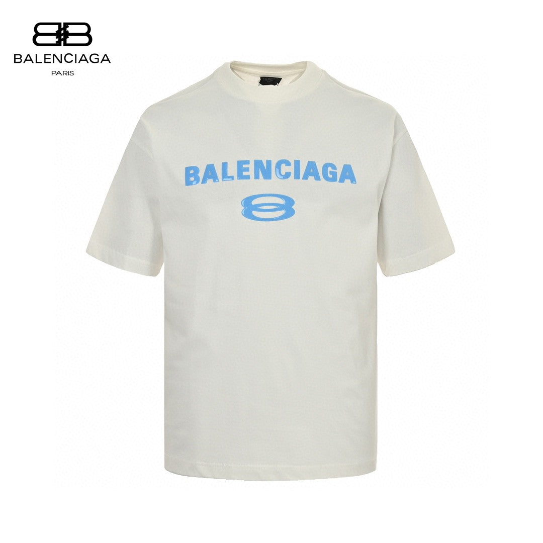 Balenciaga Blue Logo T-Shirt (White) Primereps