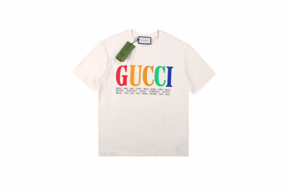 G*u*i cities block letter t-shirt - white