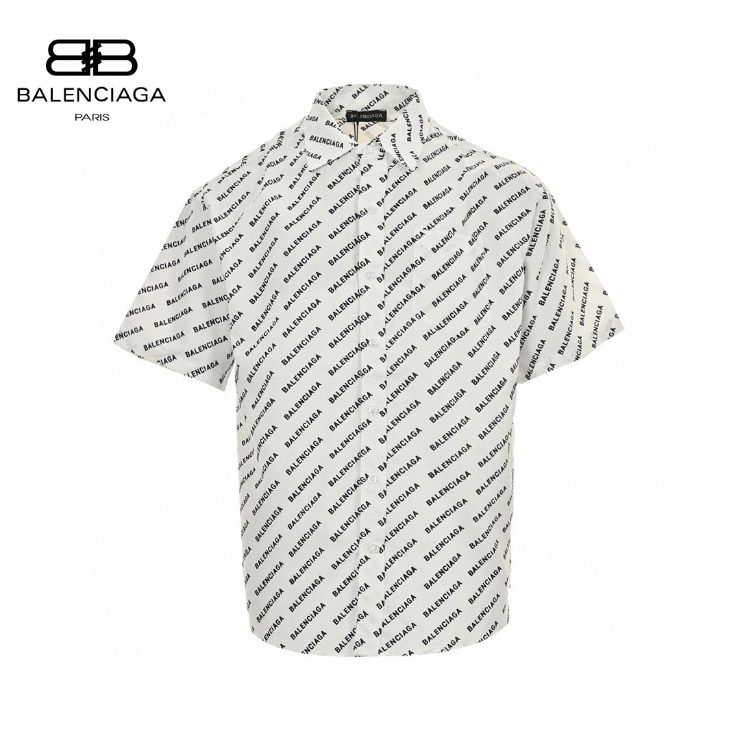 Balenciaga All-Over Logo Print Shirt (White) Primereps