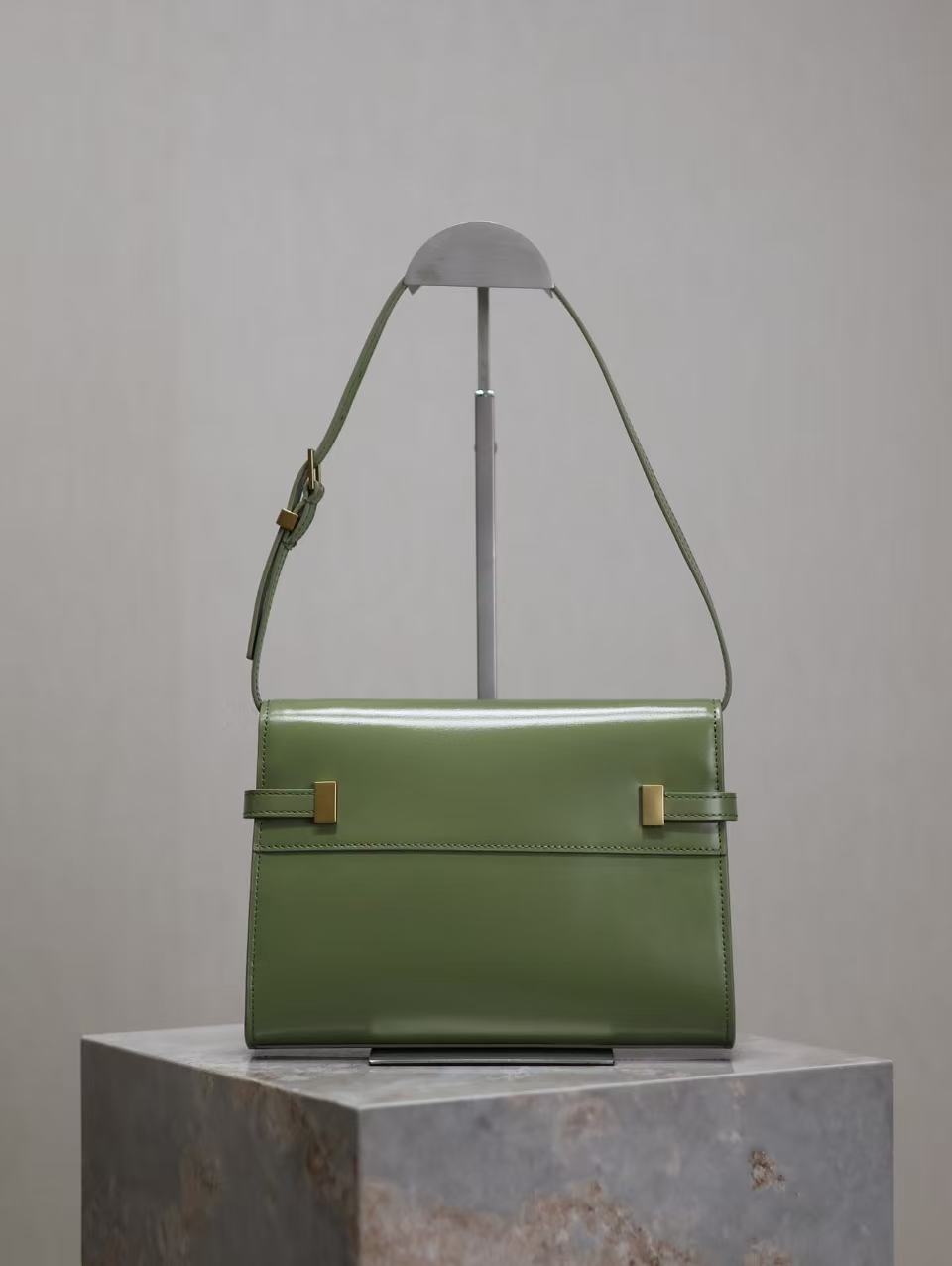Saint Laurent Avocado Green Bag with Gold Hardware