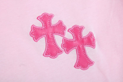 Chrome Hearts Pink T-shirt with Cross Patches