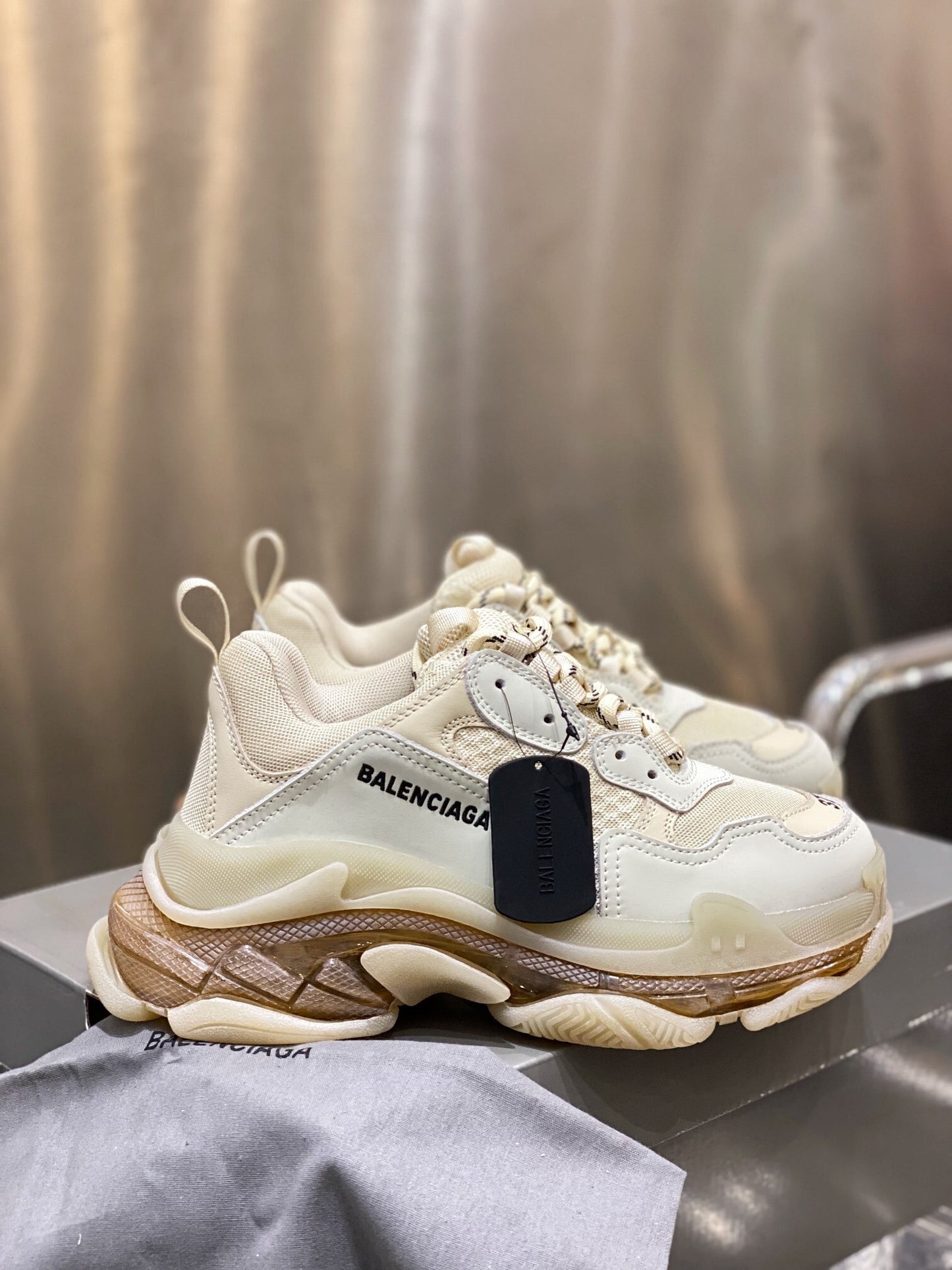 Balenciaga in Oatmeal/White/Gold: Gilded Neutrals