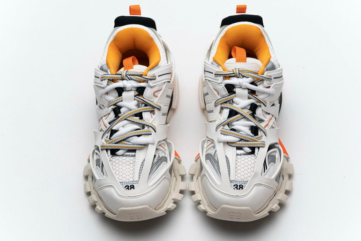 Balenciaga in White/Orange with LED Lights: Solar Circuitry