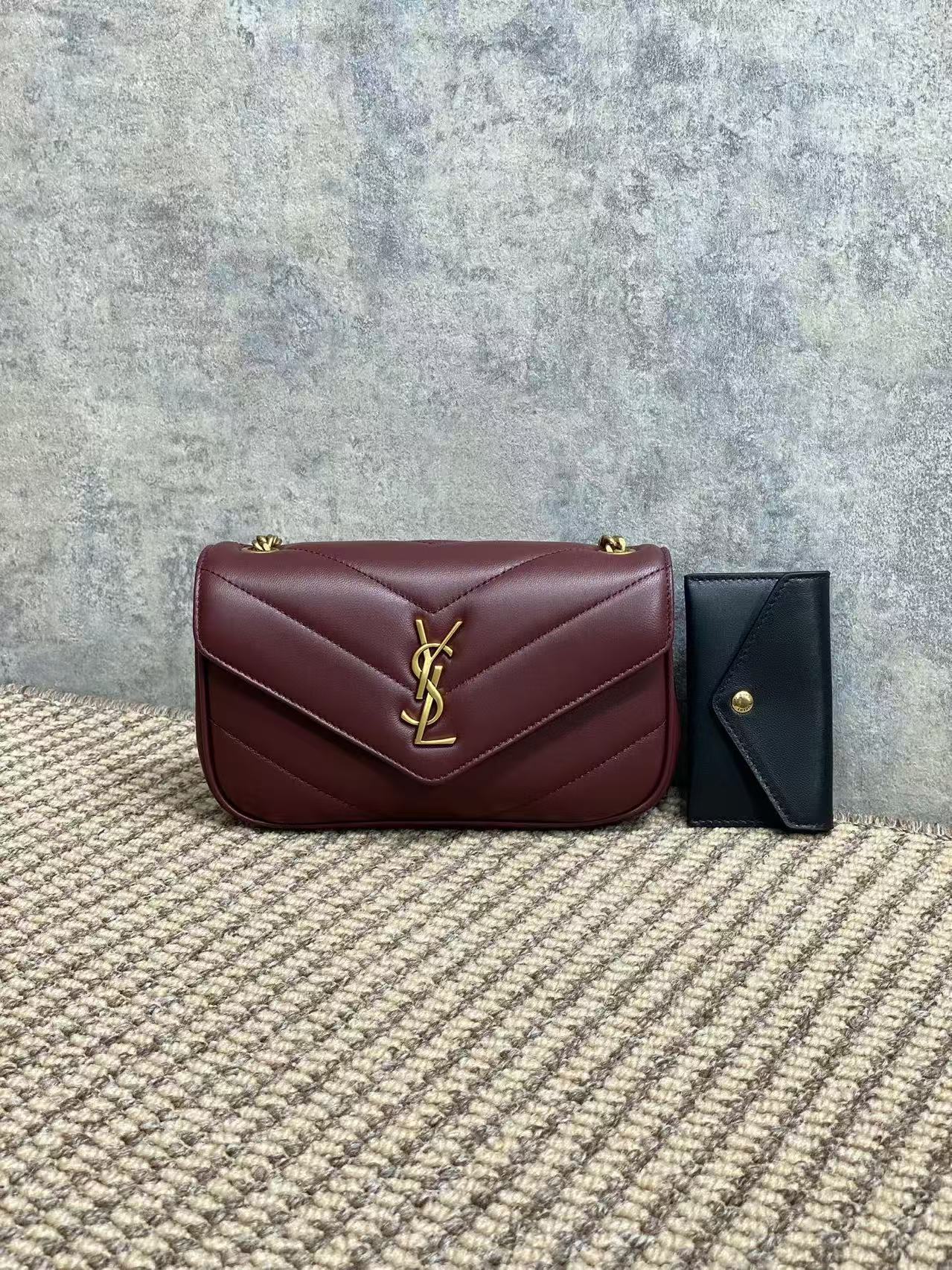 Saint Laurent Red Lambskin Chain Bag
