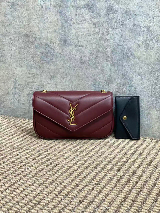 Saint Laurent Red Lambskin Chain Bag
