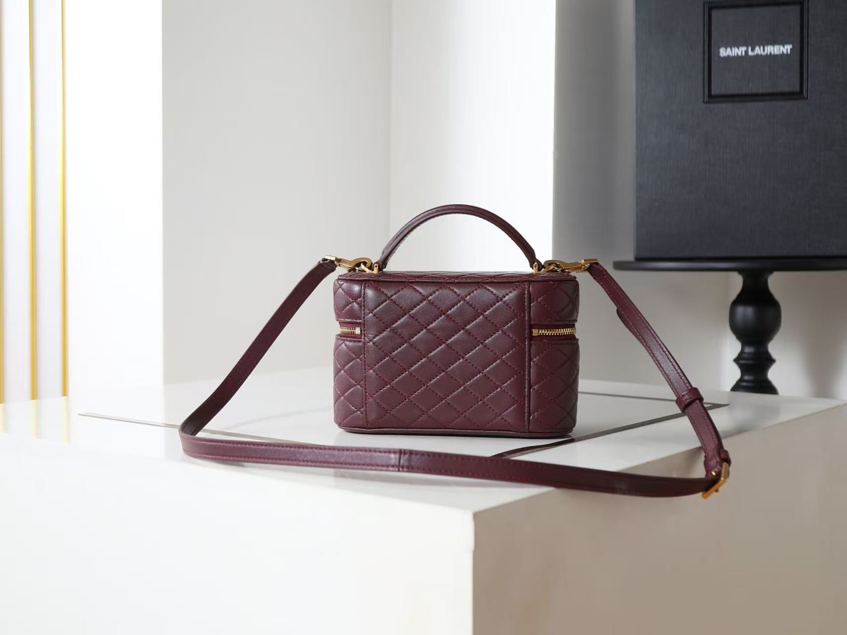 Saint Laurent Wine Double Zip Handbag