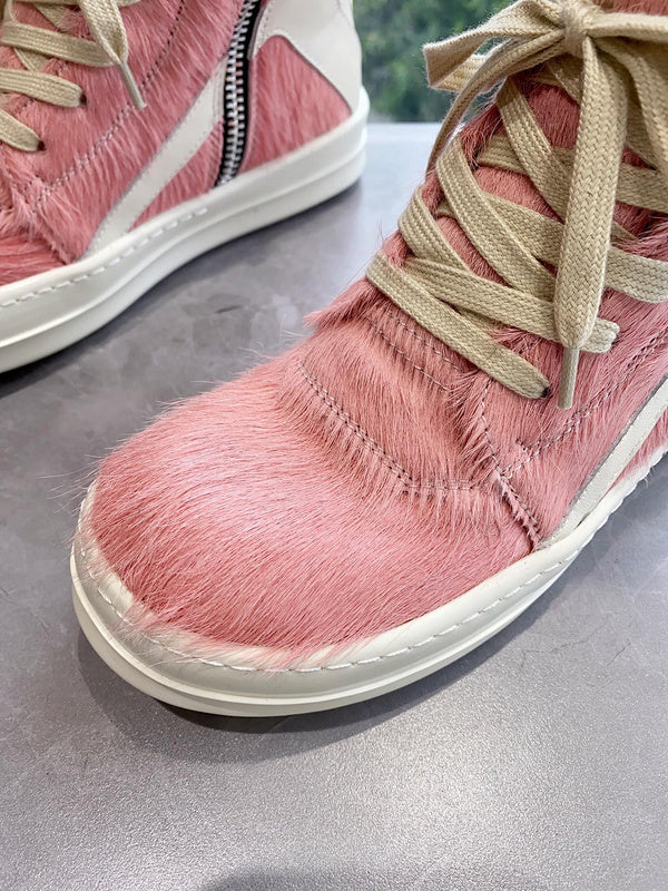 Rick Owens Geobasket Sneakers - Pink Pony Hair