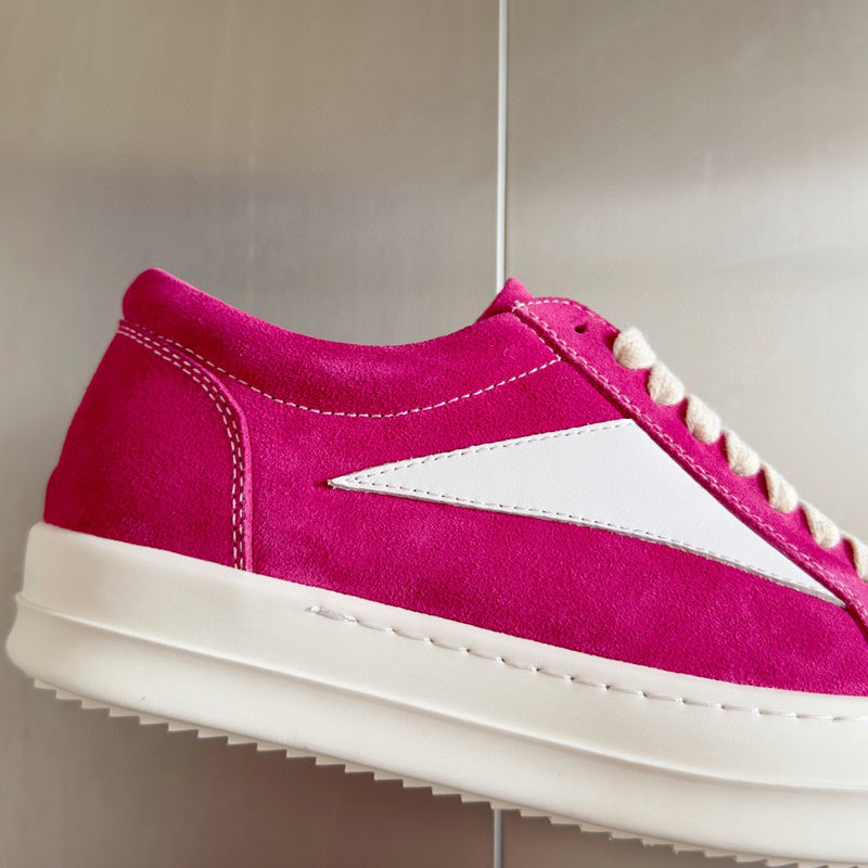 Rick Owens Pink Suede Low-Top Sneakers