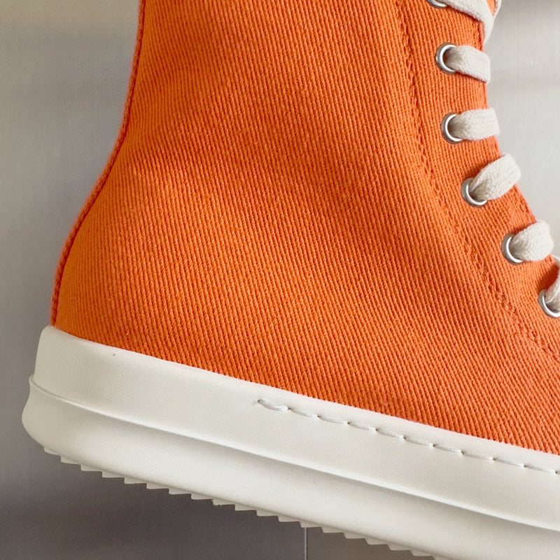 Rick Owens Orange High-Top Sneakers