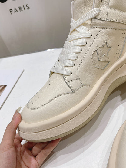 Rick Owens Cream High-Top Sneakers