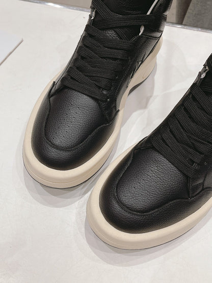 Rick Owens Black and White High-Top Sneakers