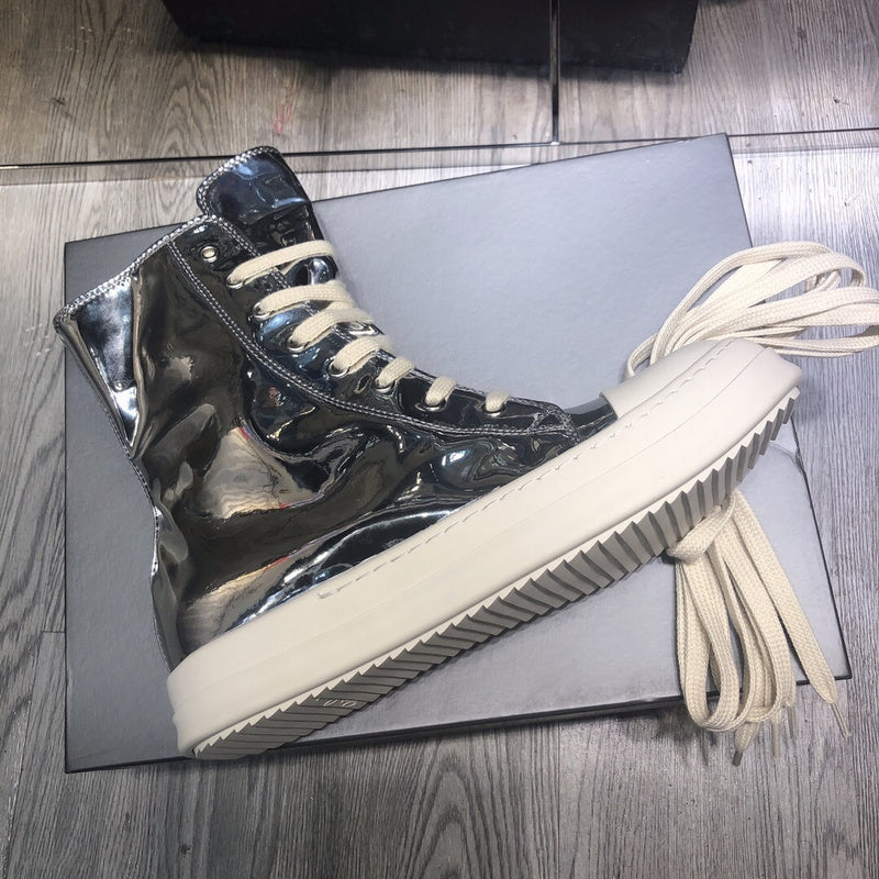 High-Top Metallic Leather Sneakers