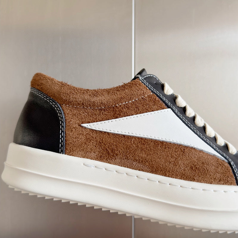 Rick Owens Black and Brown Low-Top Sneakers