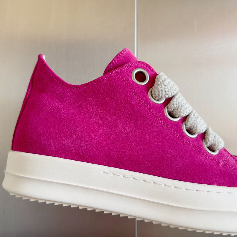 Rick Owens Pink Suede Low-Top Sneakers