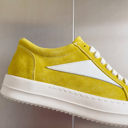 Rick Owens Yellow Suede Low-Top Sneakers