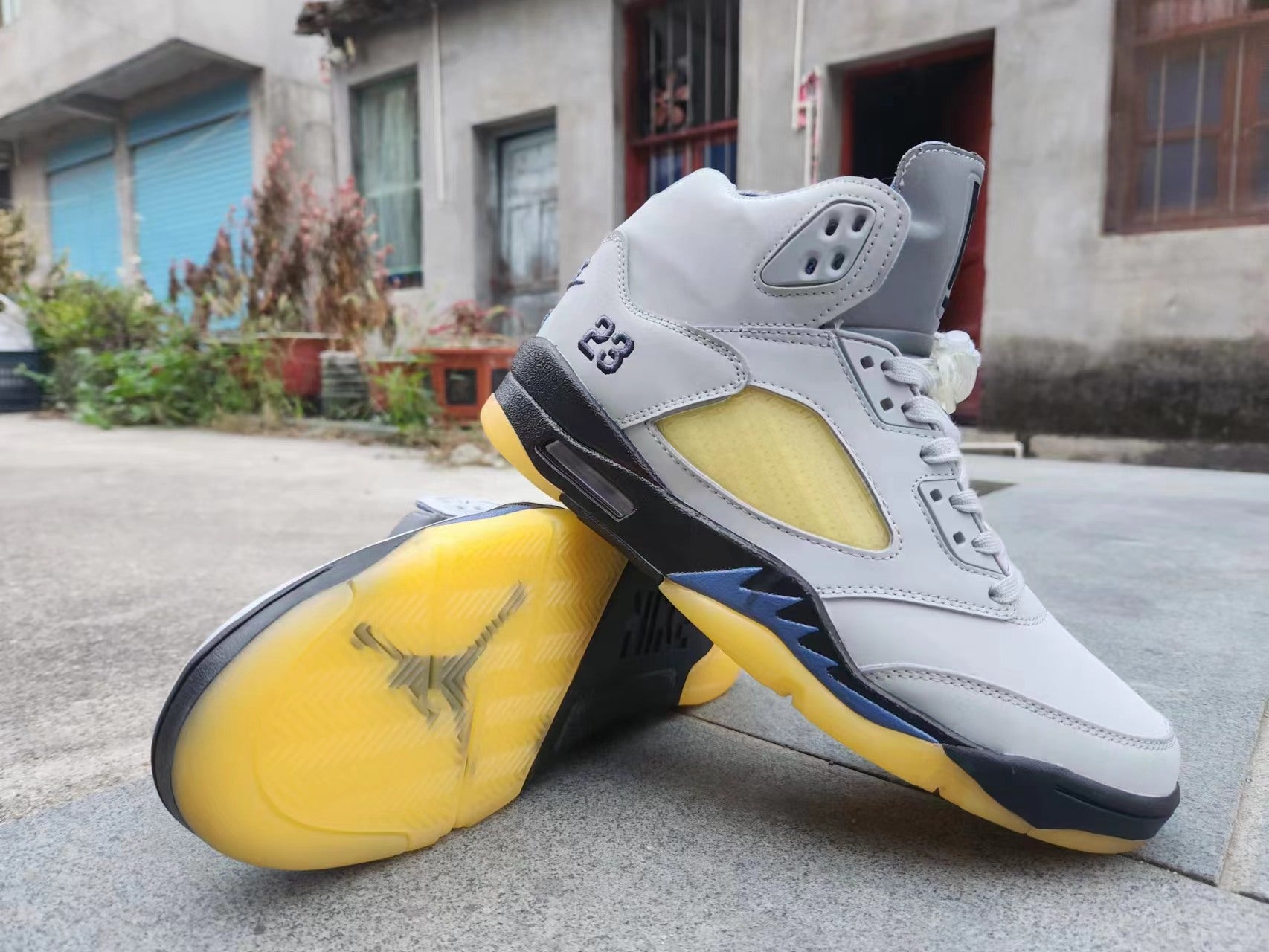 Jordan 5 Gray and Yellow