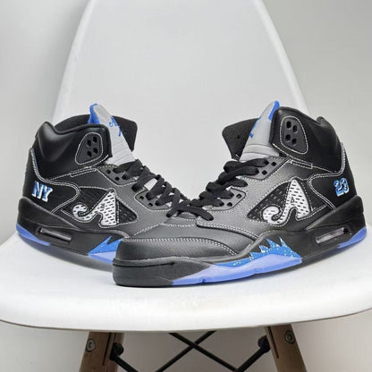 AIR JORDAN 5 RETRO "BLACK / RACER BLUE / METALLIC SILVER / WHITE"