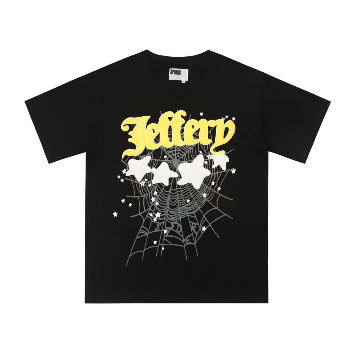 SP5DER WORLDWIDE "WHITE WEB" LOGO T-SHIRT IN BLACK