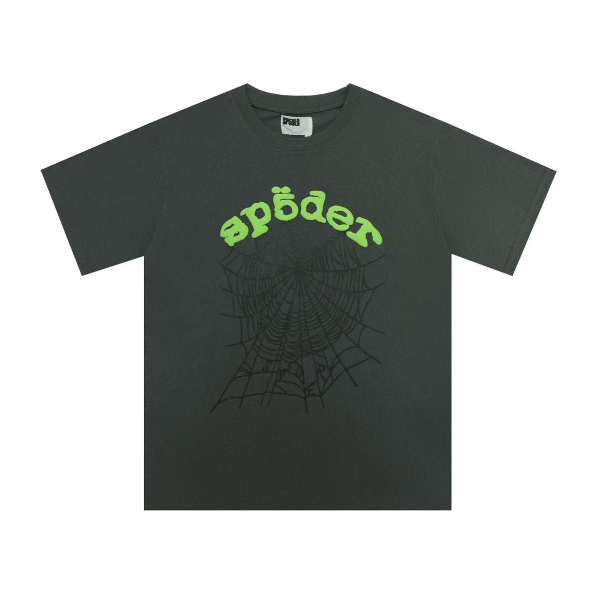 SP5DER WORLDWIDE "BLACK WEB" LOGO T-SHIRT IN BLACK