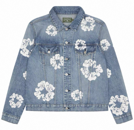DENIM TEARS Wreath Jacket in Blue: Heritage in Bloom